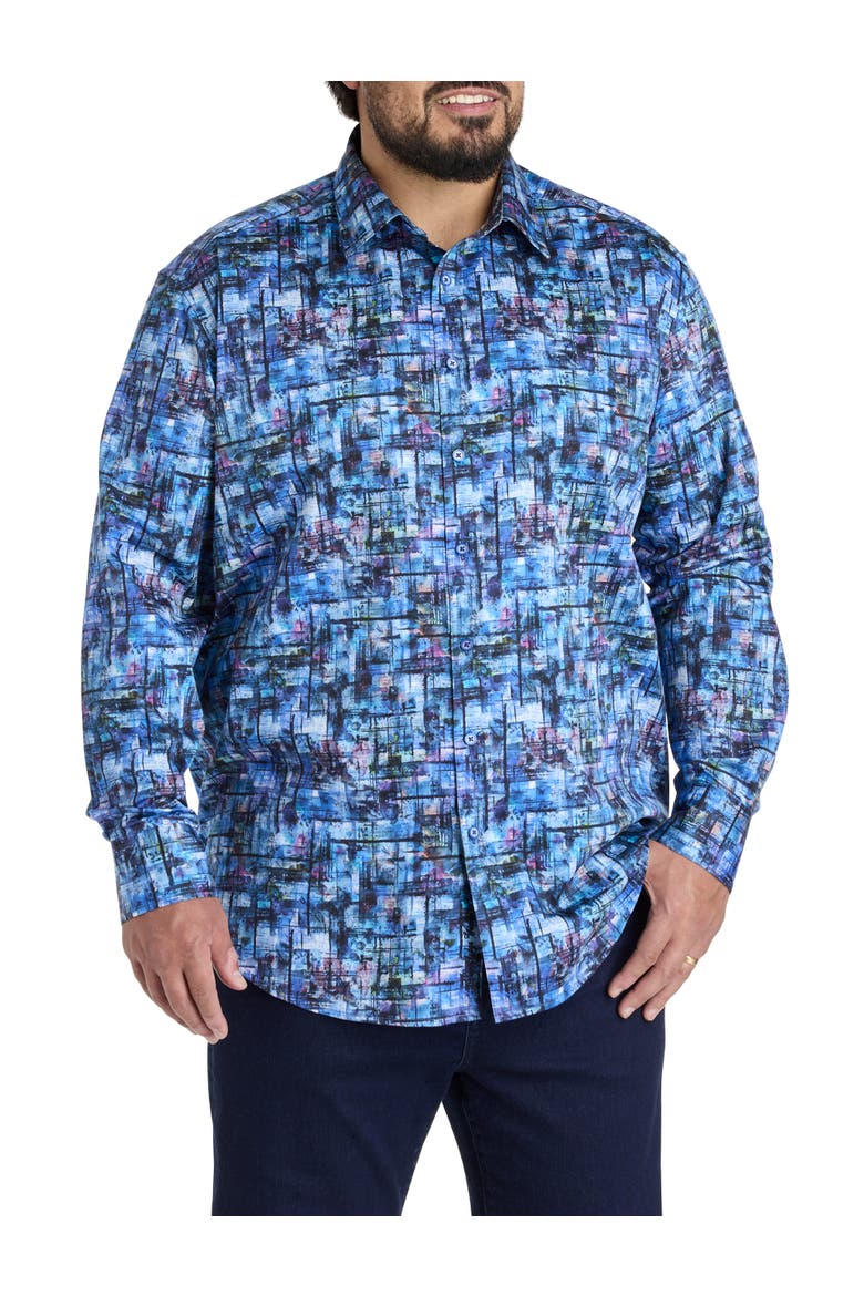 Big & Tall Multi Abstract Print Sport Shirt, Alternate, color, MULTI