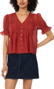 Vince Camuto Pintuck Chiffon Top