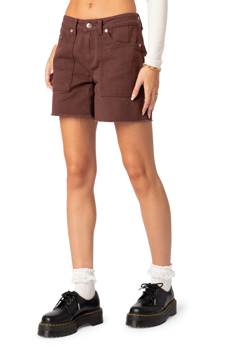 EDIKTED Boyfriend Denim Carpenter Shorts, Alternate, color,