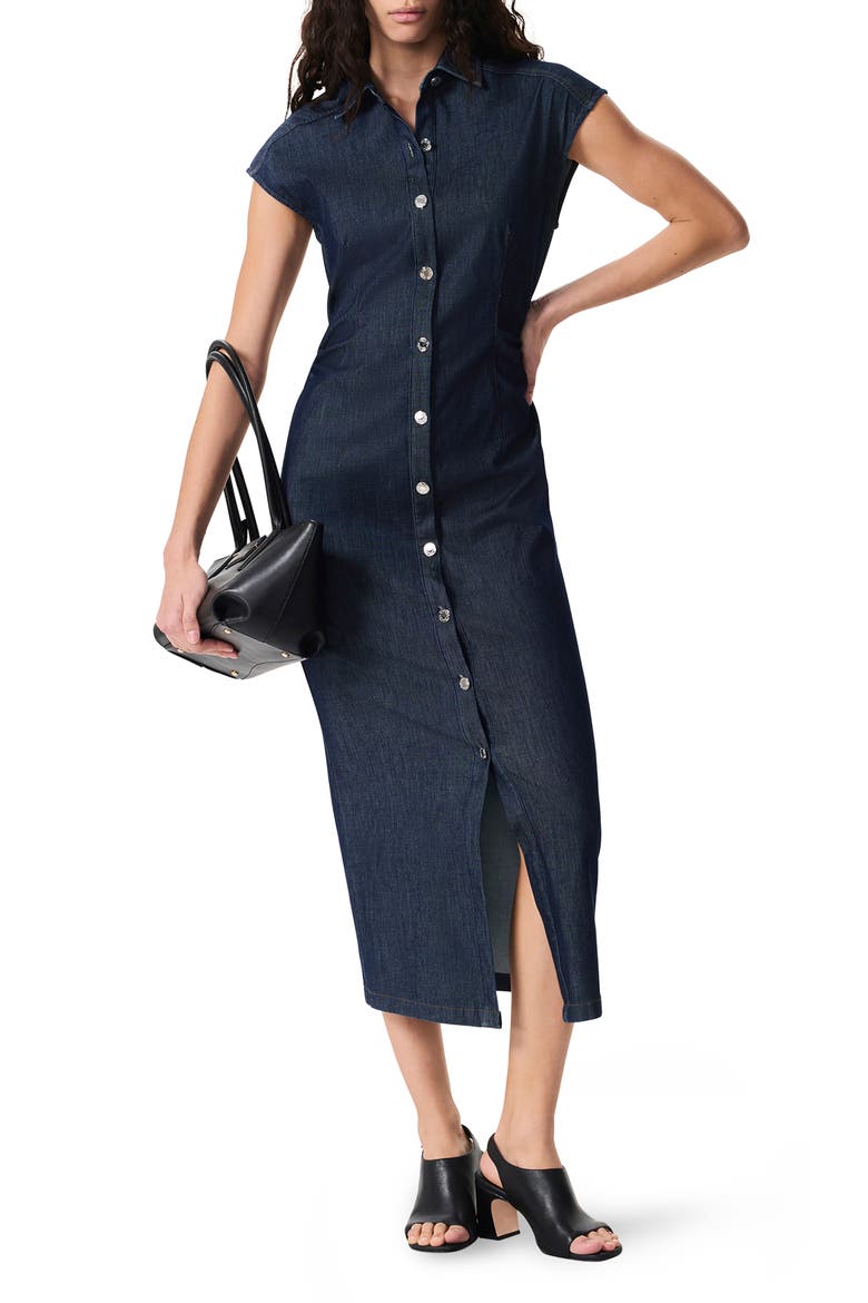 Airflex Leah Cotton Blend Denim Shirtdress, Alternate, color, RINSE