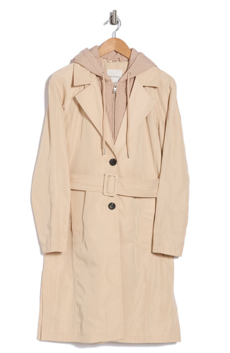 Avec Les Filles Single Breasted Coat with Quilted Hooded Insert, Alternate, color,