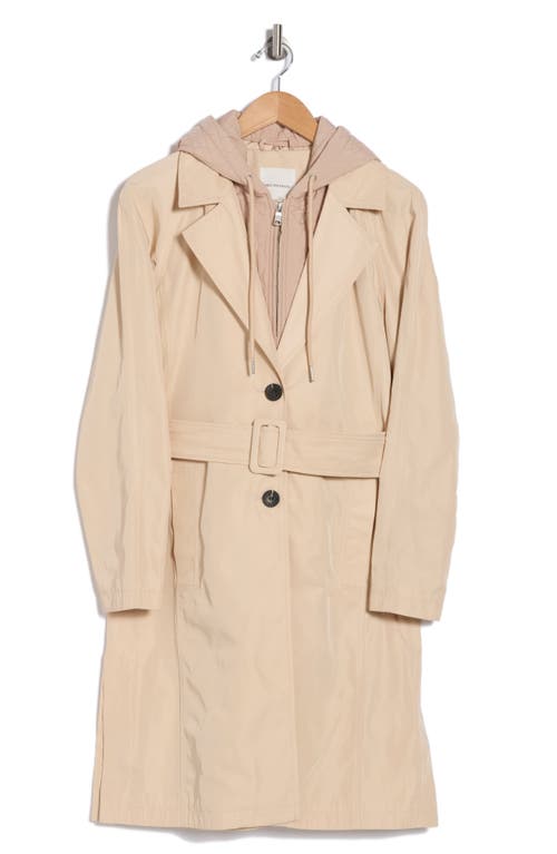 Avec Les Filles Single Breasted Coat With Quilted Hooded Insert In Gaia