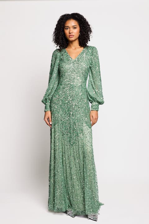 Embellished Sequins Net Gown