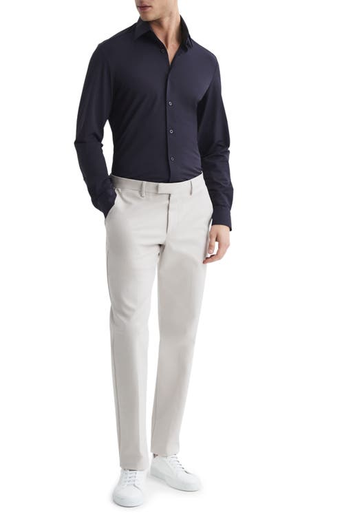 Reiss Voyager Stretch Performance Solid Regular Fit Button Down Travel Shirt In Blue