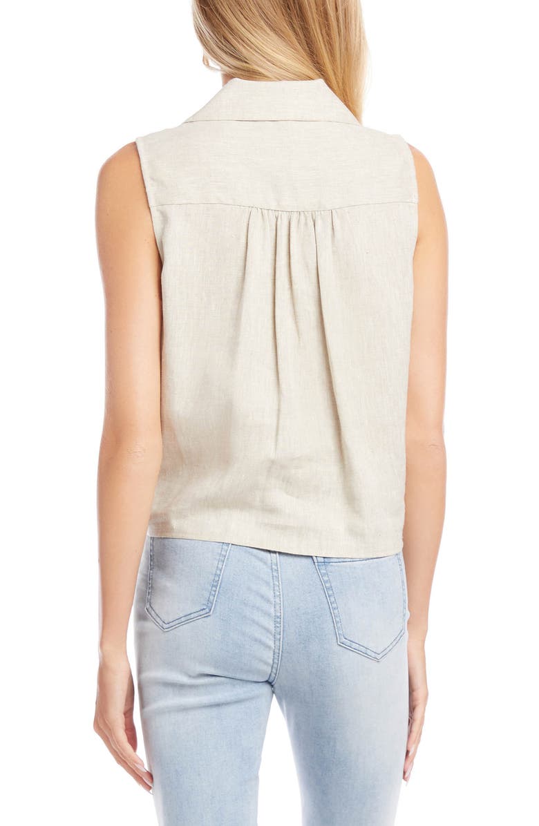 Karen Kane Tie Front Sleeveless Linen Top, Alternate, color, 