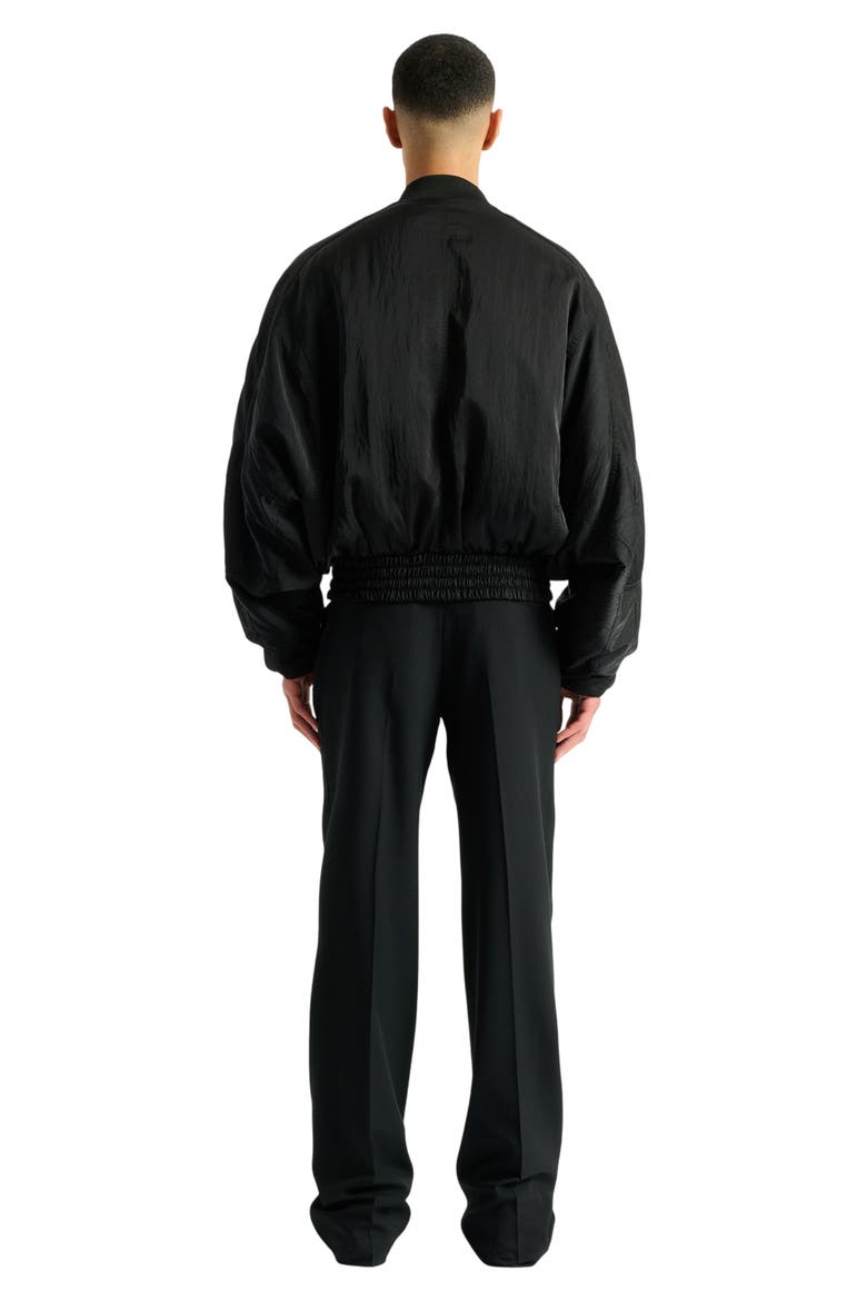 bomber jacket in textured nylon, Alternate, color, black