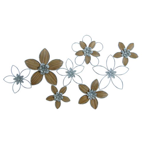 Metal 36 in. Gold Wire Floral Wall Decor