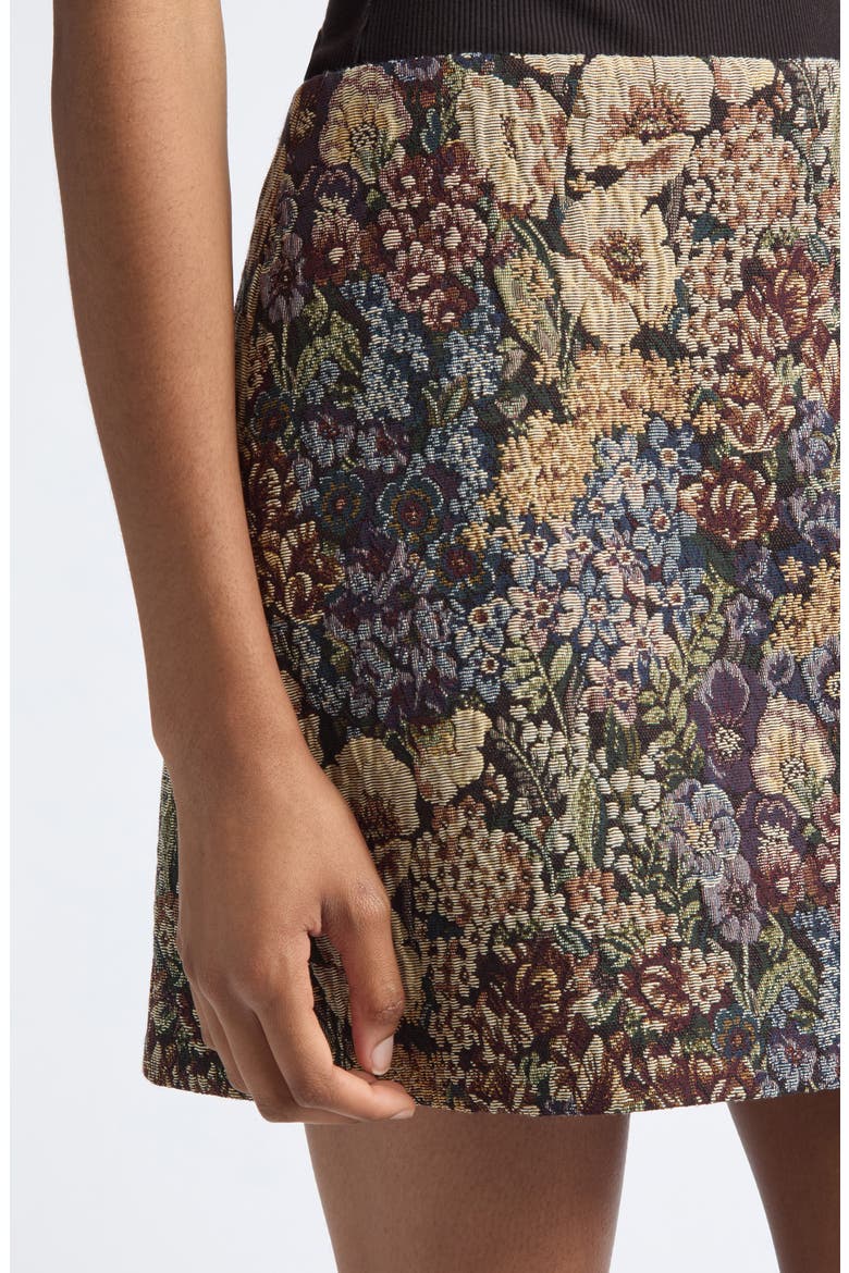 Ohemia Floral Silk Blend Miniskirt, Alternate, color, DARK EGGPLANT MULTI