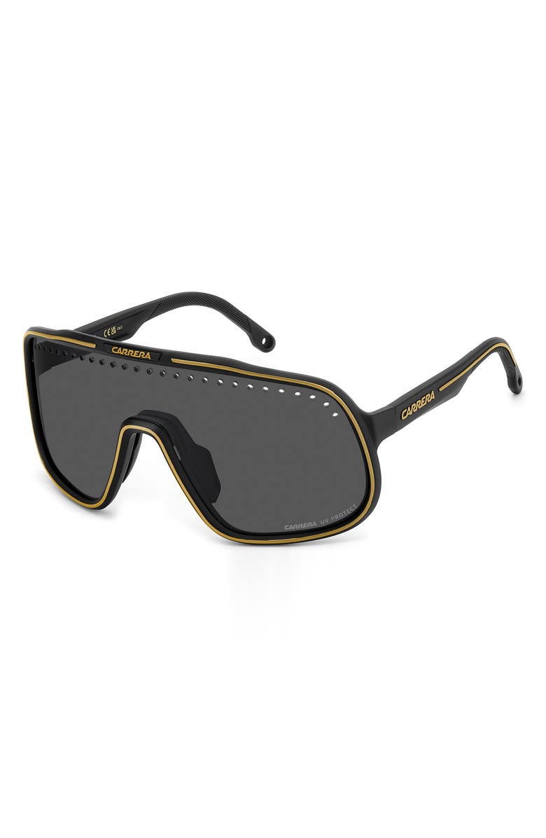 Carrera Eyewear C Sport 99mm Mask Shield Sunglasses, Alternate, color, Matte Black Gold/ Grey