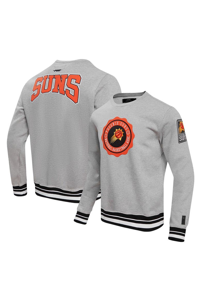 Men's Pro Standard Heather Gray Phoenix Suns Crest Emblem Pullover Sweatshirt, Main, color, Heather Gray