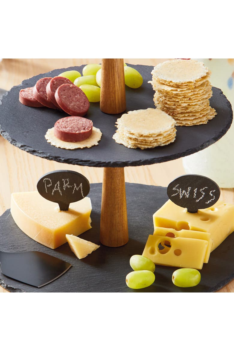 Slate 2 Tier Server Black Slate Everyday, Alternate, color, Black