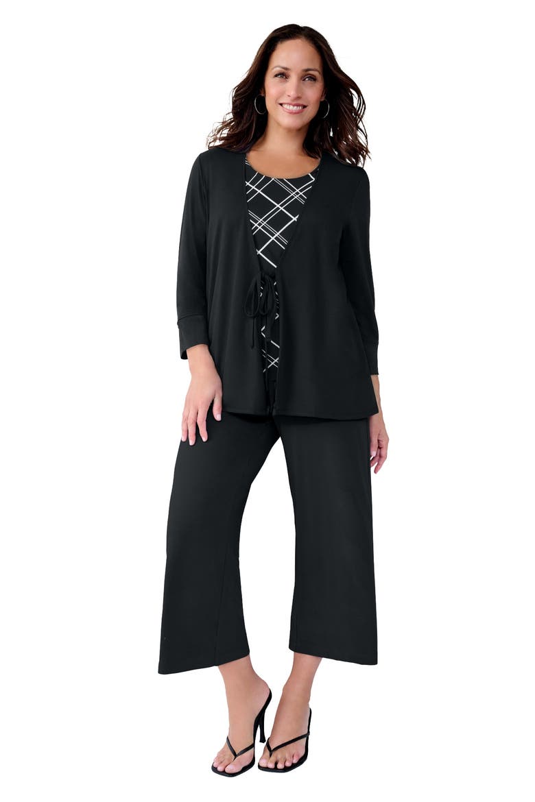 2 In 1 Layered Tunic, Main, color, BLACK BIAS STRIPE
