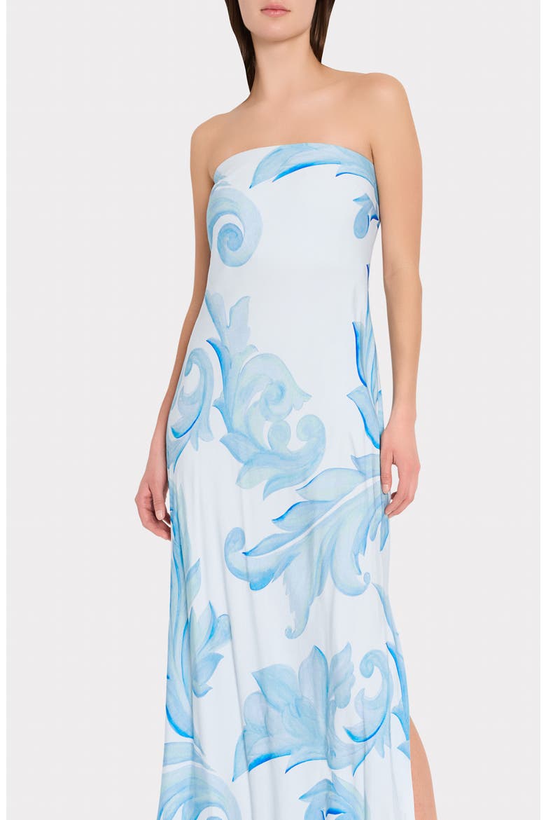 Vera Floral Print Strapless Dress, Alternate, color, LIGHT BLUE