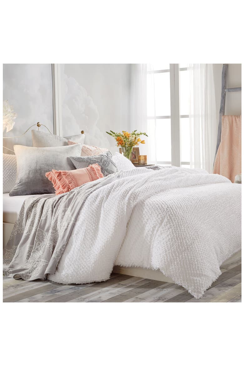 Dot Fringe Duvet Cover, Main, color, WHITE