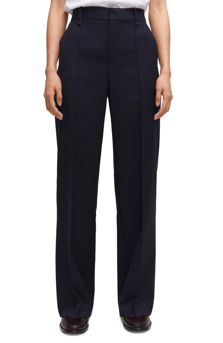 MANGO Pinstripe Straight Leg Pants, Main, color, 