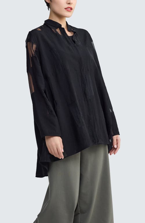 Luukaa Ondine Sheer Jacquard Shirt In Black