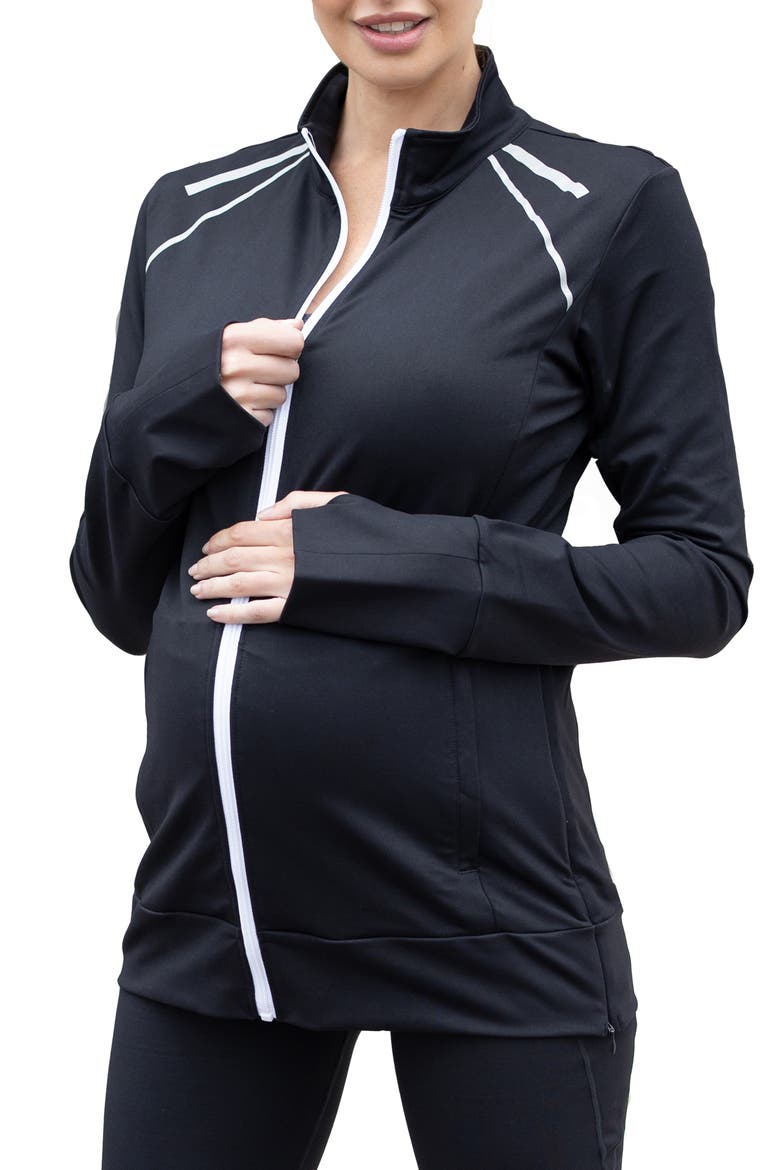 Maternity Workout Jacket, Main, color, BLACK