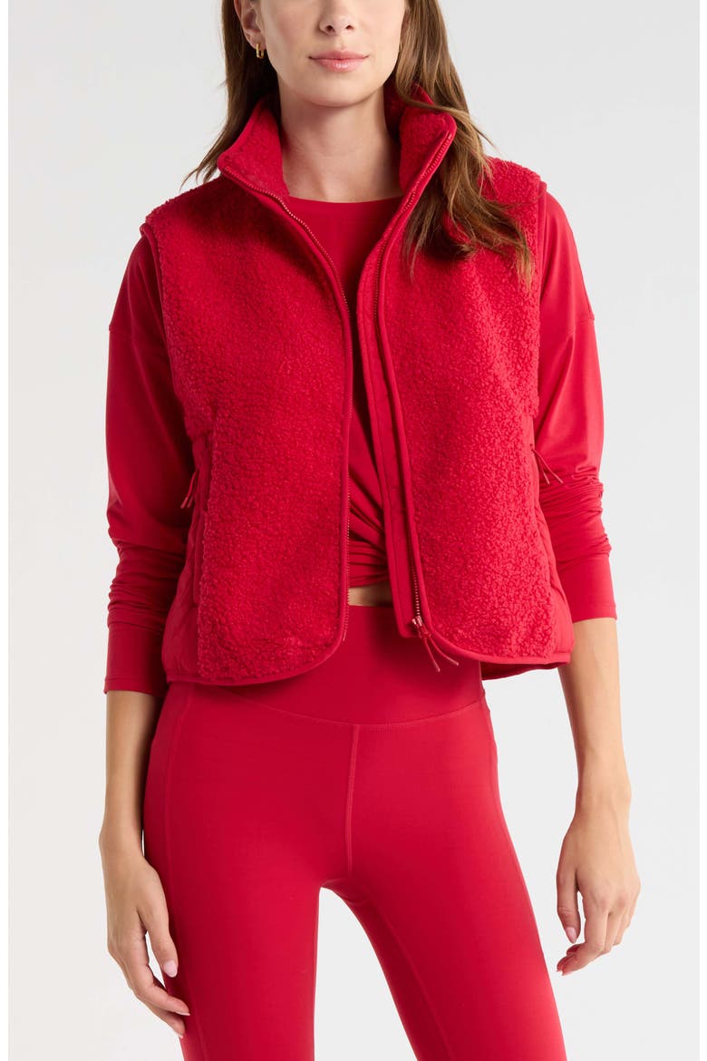 Summit Faux Shearling Hybrid Vest, Main, color, RED JESTER