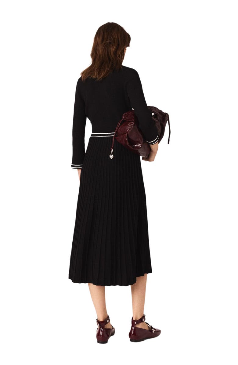maje Knit midi dress, Alternate, color, Black