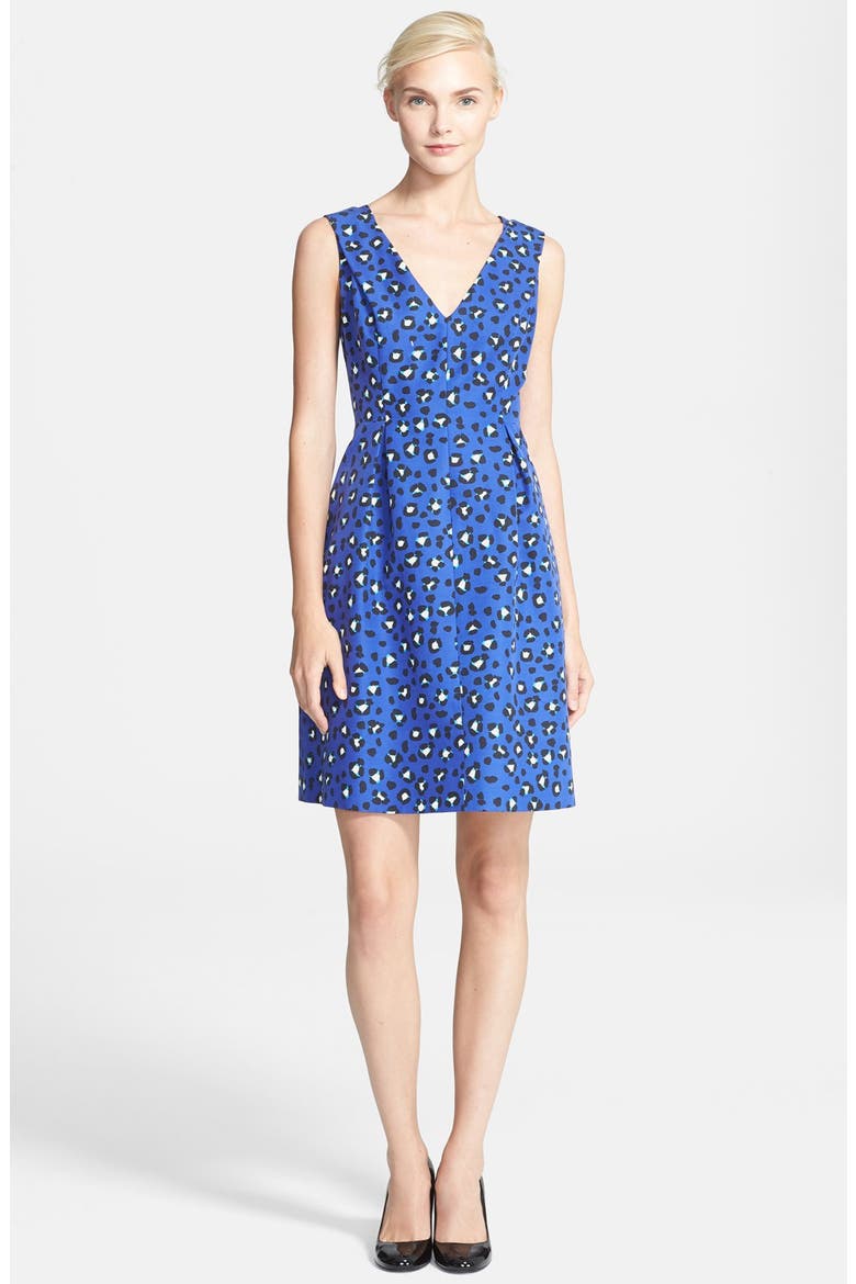'dawson' cheetah print fit & flare dress, Main, color, EMPEROR BLUE
