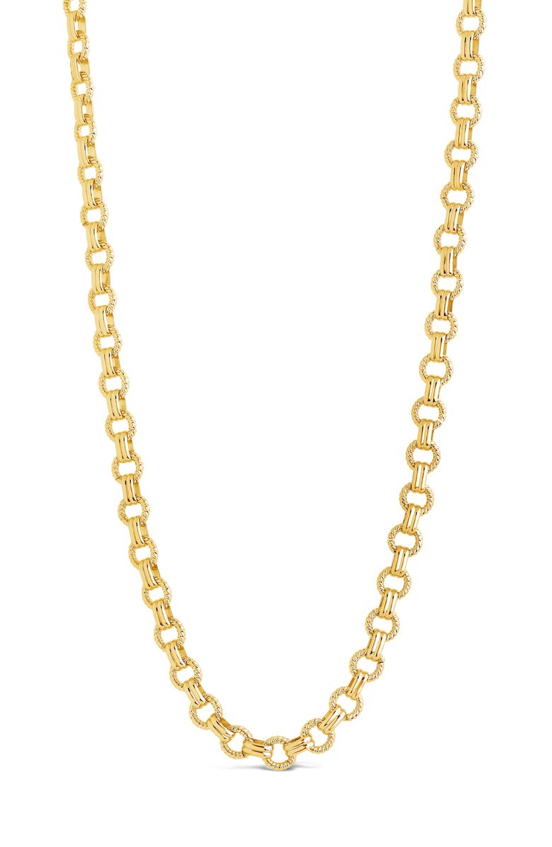 Sterling Forever Parker Textured Chain Necklace, Main, color, Gold