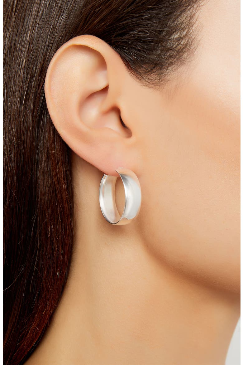 Argento Vivo Flat Edge Hoop Earrings, Alternate, color, SILVER
