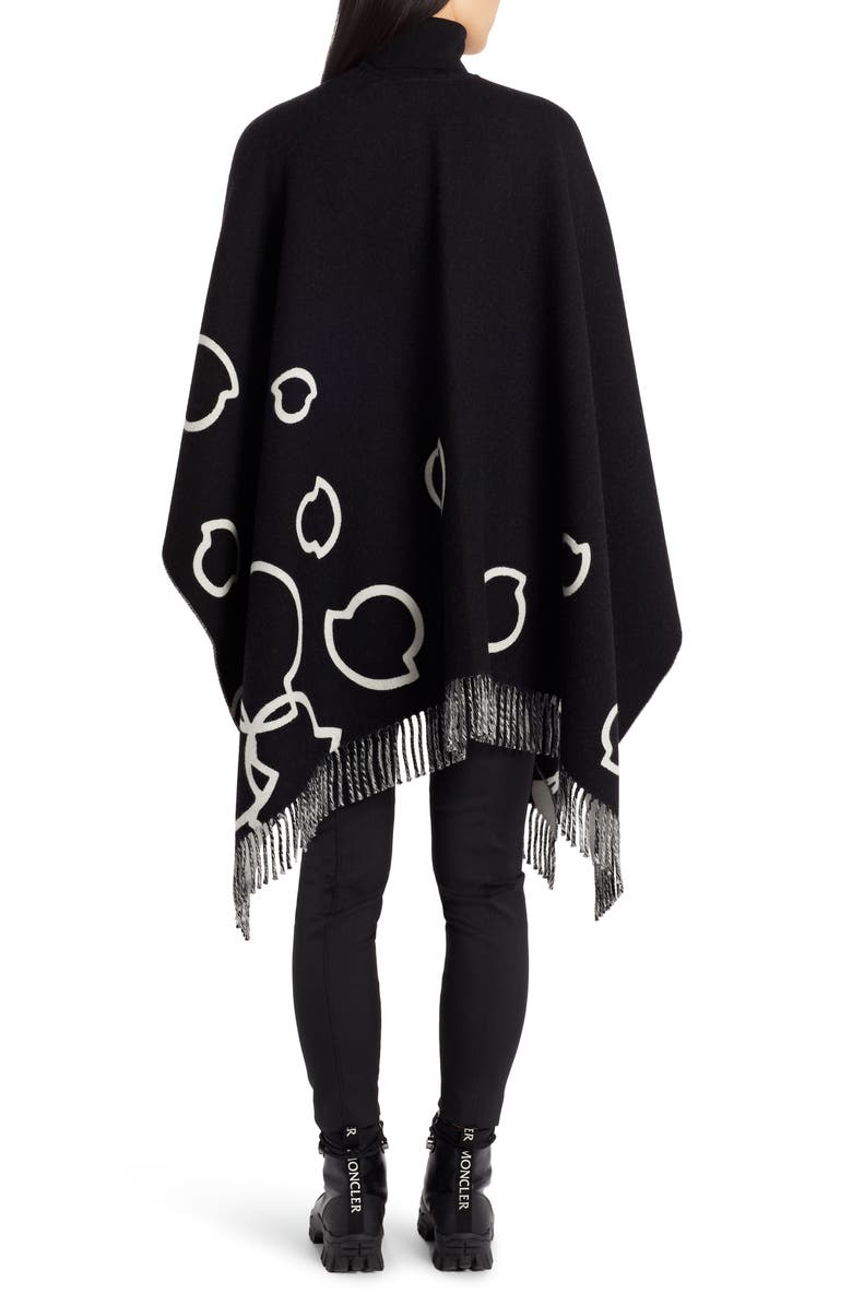 Moncler Logo Jacquard Virgin Wool Blend Cape, Alternate, color, 