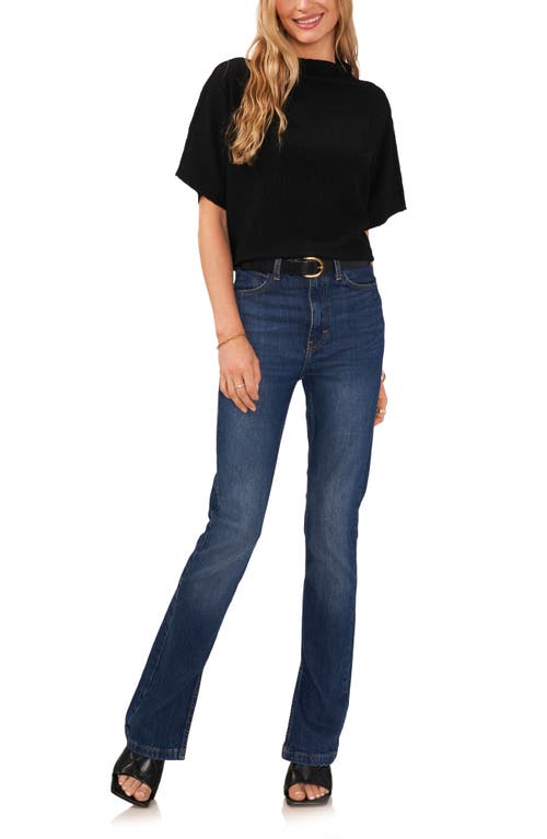 Shop Vince Camuto Textured Mock Neck Top In Rich Black