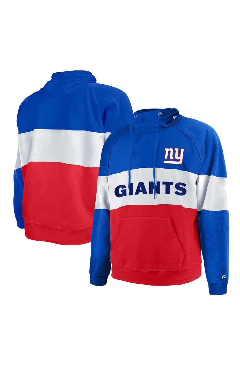 New Era Men's New Era Royal/Red New York Giants Big & Tall Current Team Colorblock Fleece Raglan Pullover Hoodie, Main, color, Navy