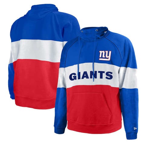 Men's New Era Royal/Red New York Giants Big & Tall Current Team Colorblock Fleece Raglan Pullover Hoodie