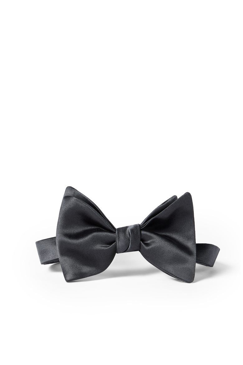 Cotton and silk satin bow tie, Main, color, Anthracite