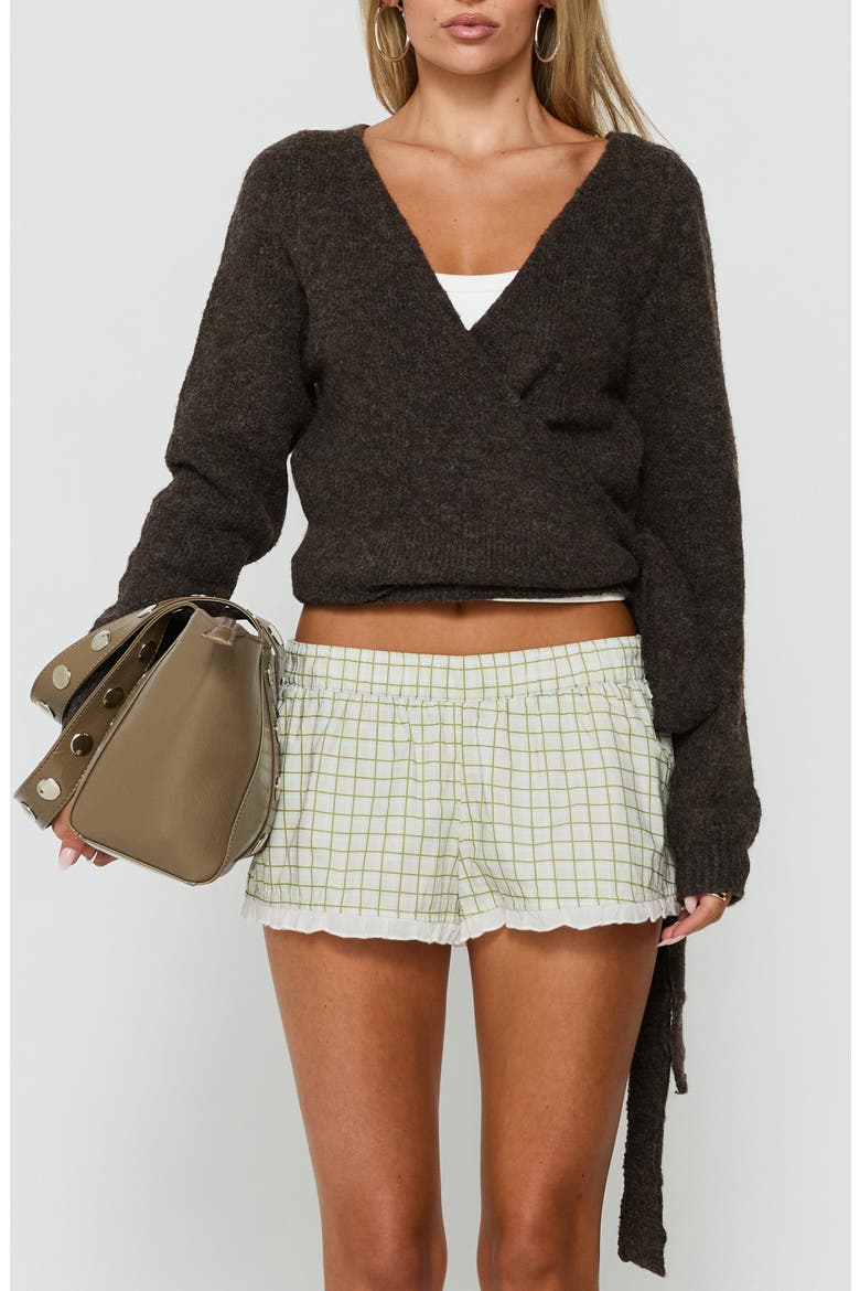 Tonee Wrap Knit Cardigan, Main, color, CHOCOLATE