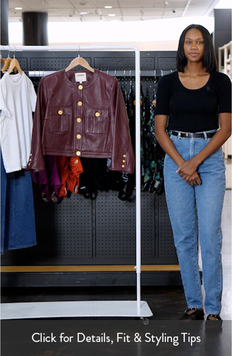 Deidra Lambskin Leather Crop Jacket, sales video thumbnail