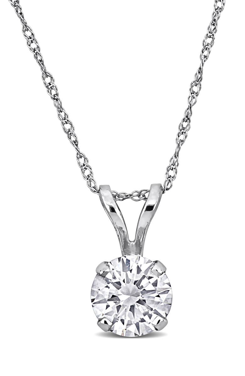 Created Forever Lab-Grown Diamond Solitaire Pendant Necklace - 1ct., Main, color, Silver
