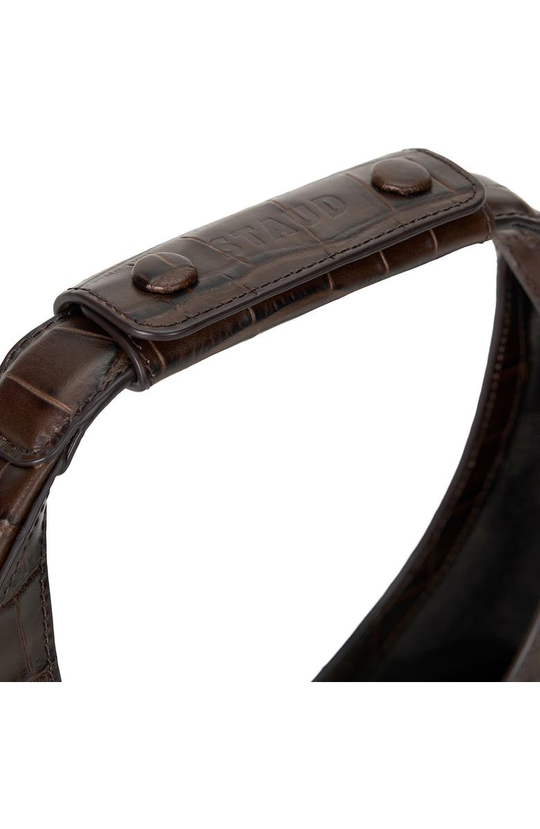 STAUD Moon Croc Embossed Leather Top Handle Tote, Alternate, color, Espresso Croco