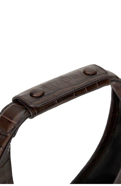Staud Moon Croc Embossed Leather Top Handle Tote
