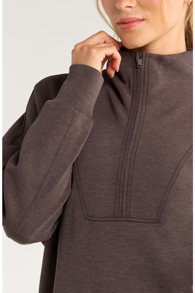 Soft Luxe Half Zip Pullover, Alternate, color, BROWN MOLE HEATHER