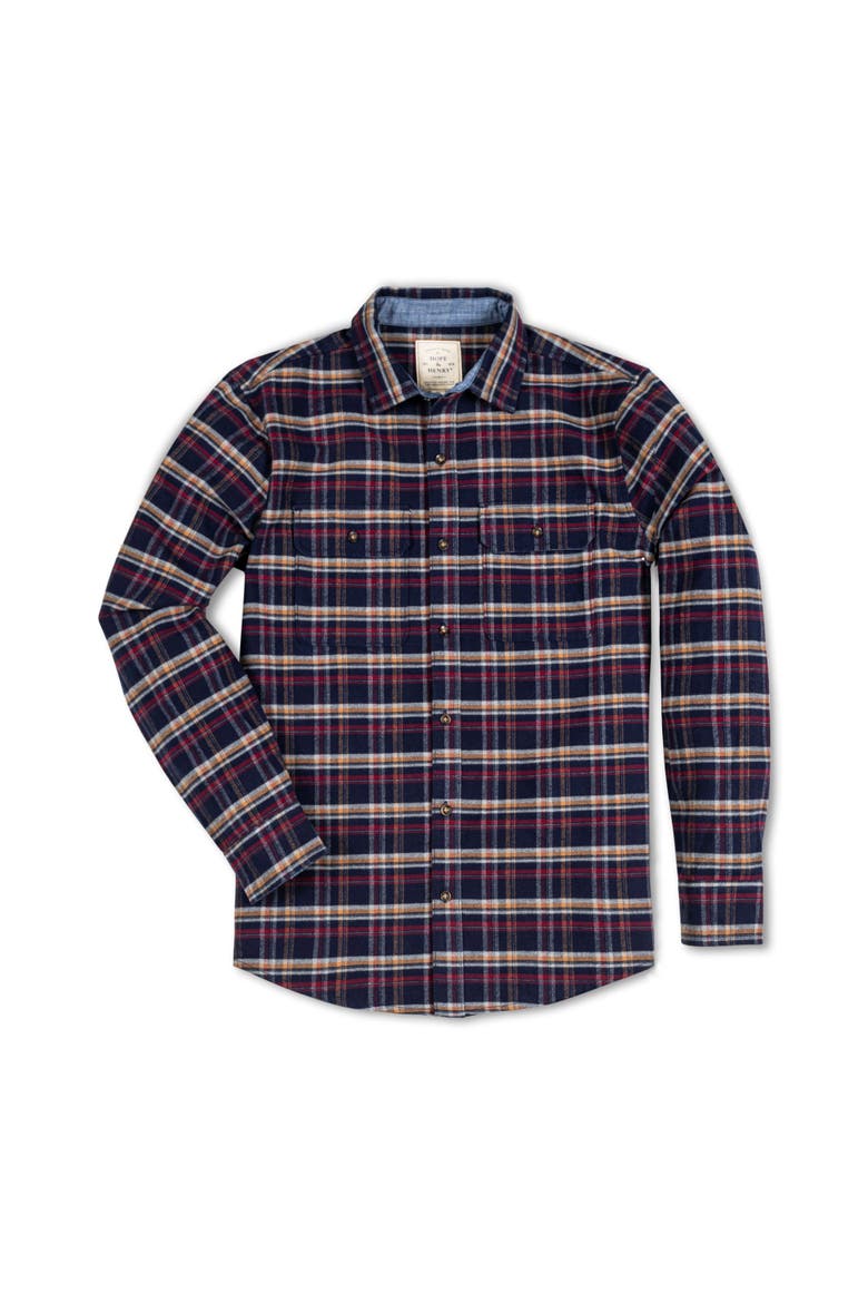 Men's Organic Flannel Double Pocket Shirt, Alternate, color, Navy Autumn Plaid