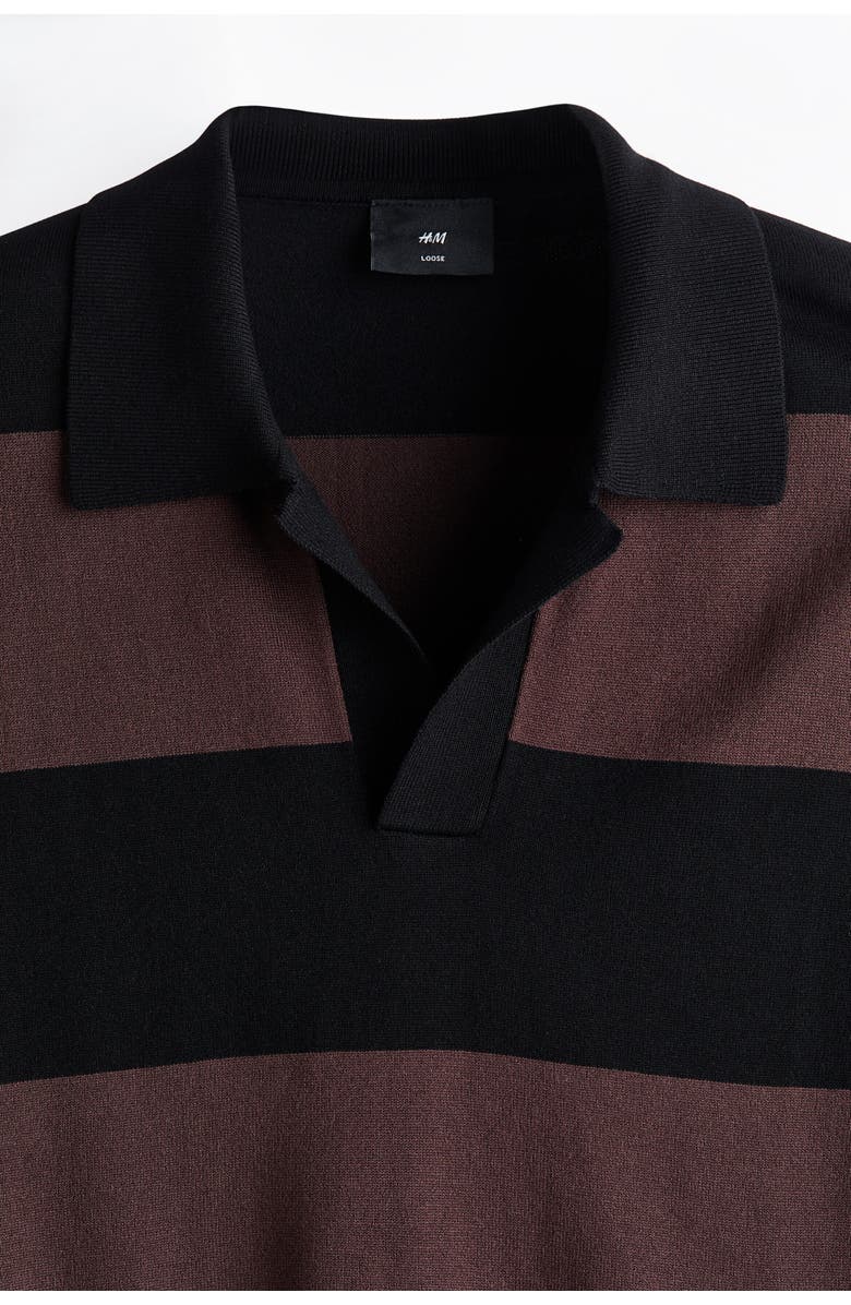 H&M Loose Fit Polo Shirt, Alternate, color, Brown/Striped