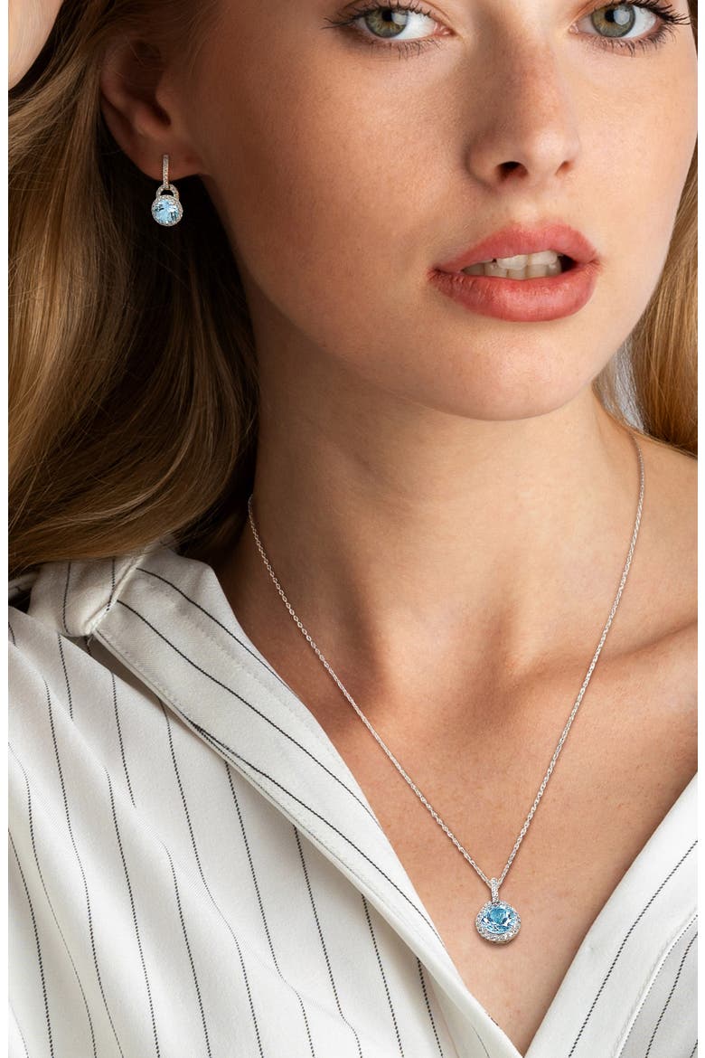 Blue Topaz & White Topaz Drop Earrings & Necklace Set, Alternate, color, BLUE