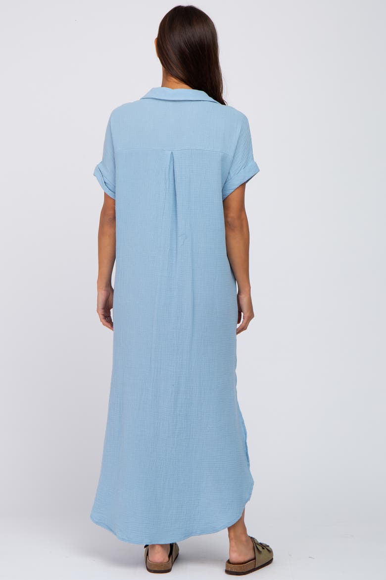 Button Down Midi Dress, Alternate, color, Light Blue