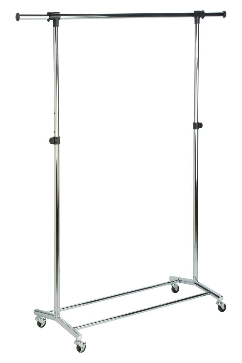 Chrome/Black Adjustable Commercial Garment Rack, Main, color, CHROME