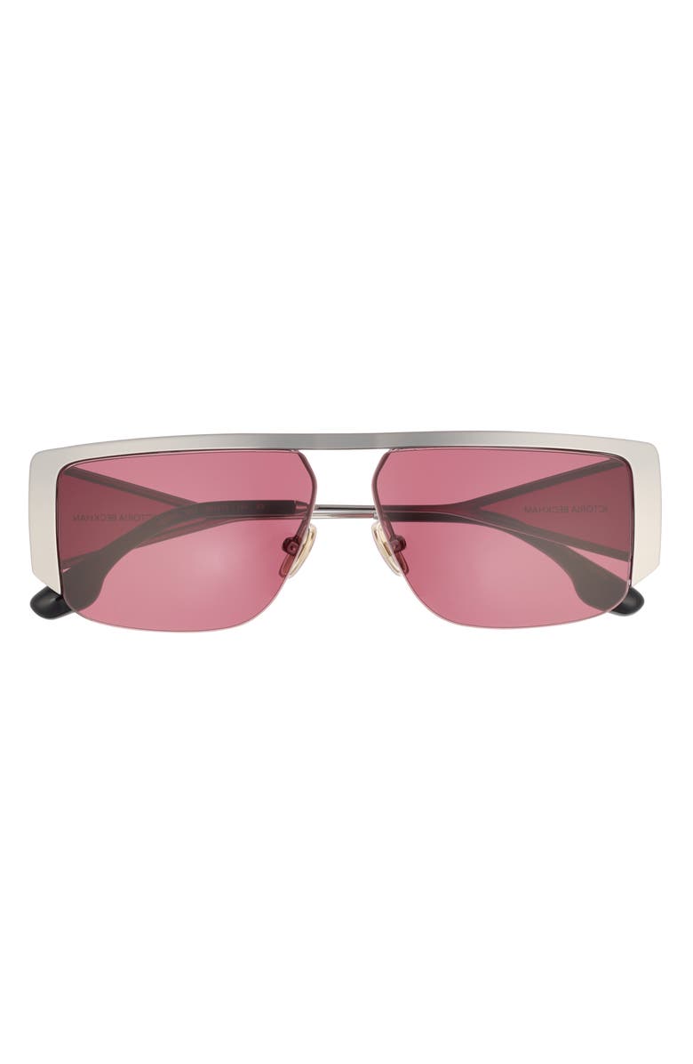Victoria Beckham VB250S Classic Logo 59mm Rectangular Sunglasses, Main, color, Light Ruthenium