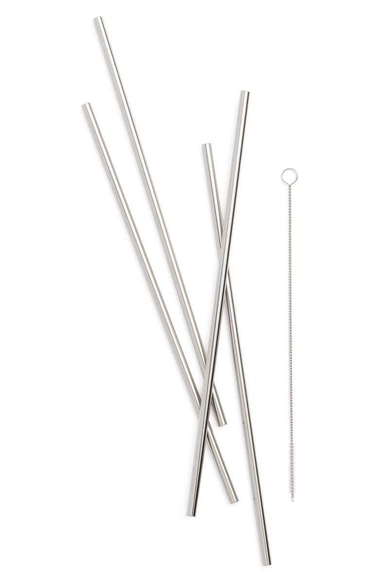 W&P Design Porter Set of 4 Reusable Metal Straws, Main, color, 