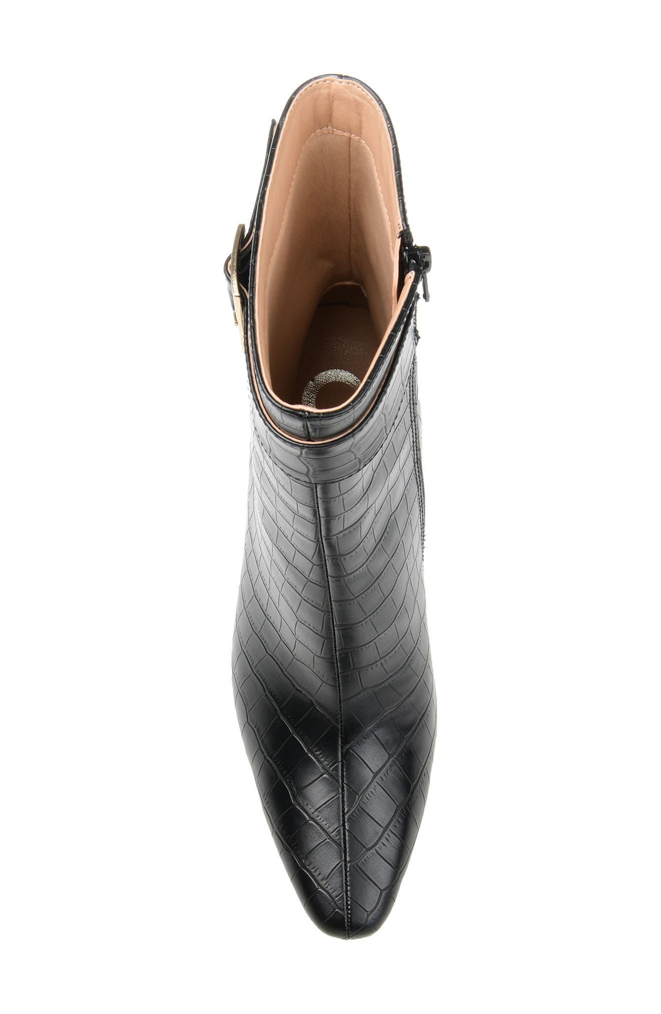 Journee Collection Elaine Croc Embossed Comfort Foam Bootie, Alternate, color, Black