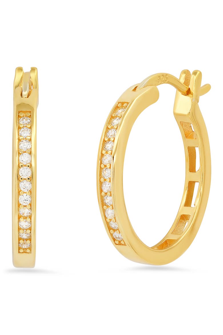 Pavé CZ Hoop Earrings, Main, color, YELLOW