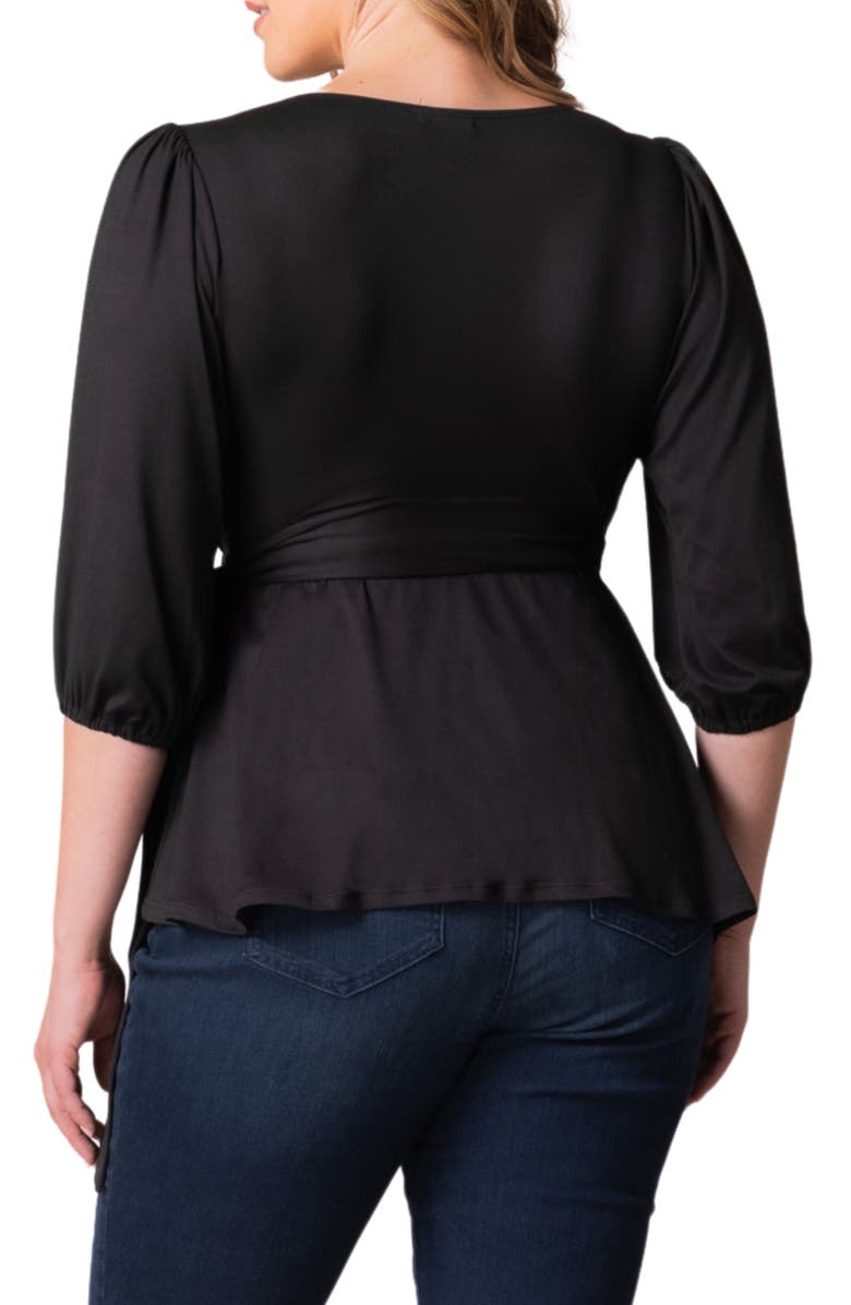 Kiyonna Nina Wrap Top, Alternate, color, Black Noir