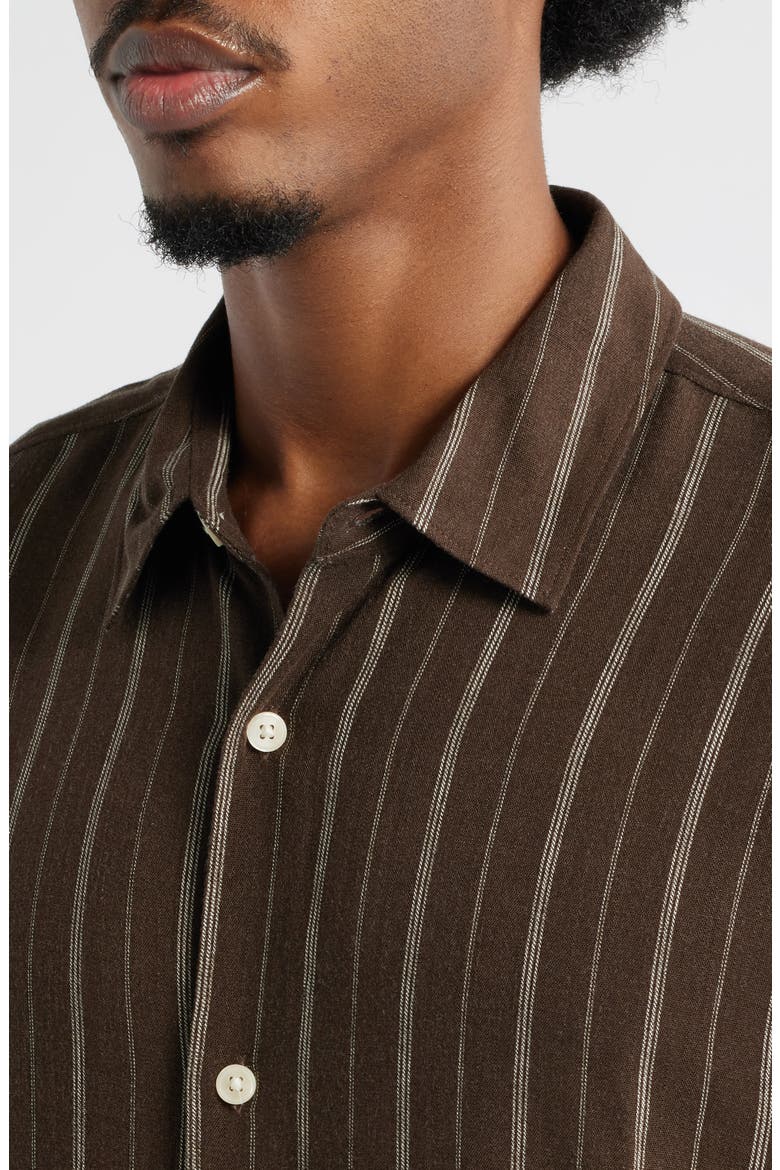 Stripe Short Sleeve Button-Up Shirt, Alternate, color, BROWN KIYOSHI STRIPE