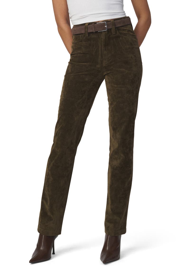The Margot High Waist Slim Faux Suede Jeans, Main, color, OLIVE