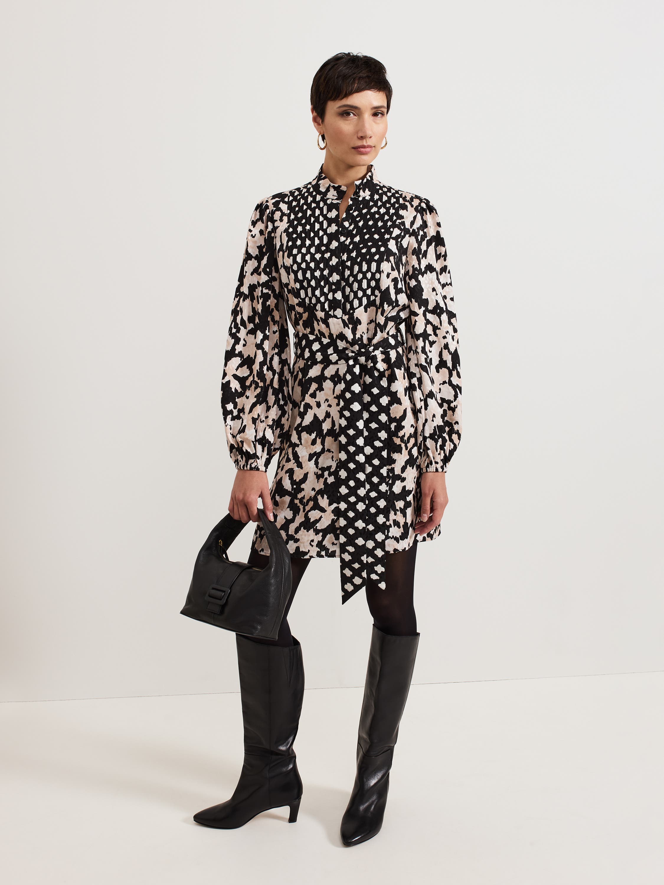 Phase Eight Dolly Mandarin Collar Mini Shirt Dress (Women) | Nordstrom